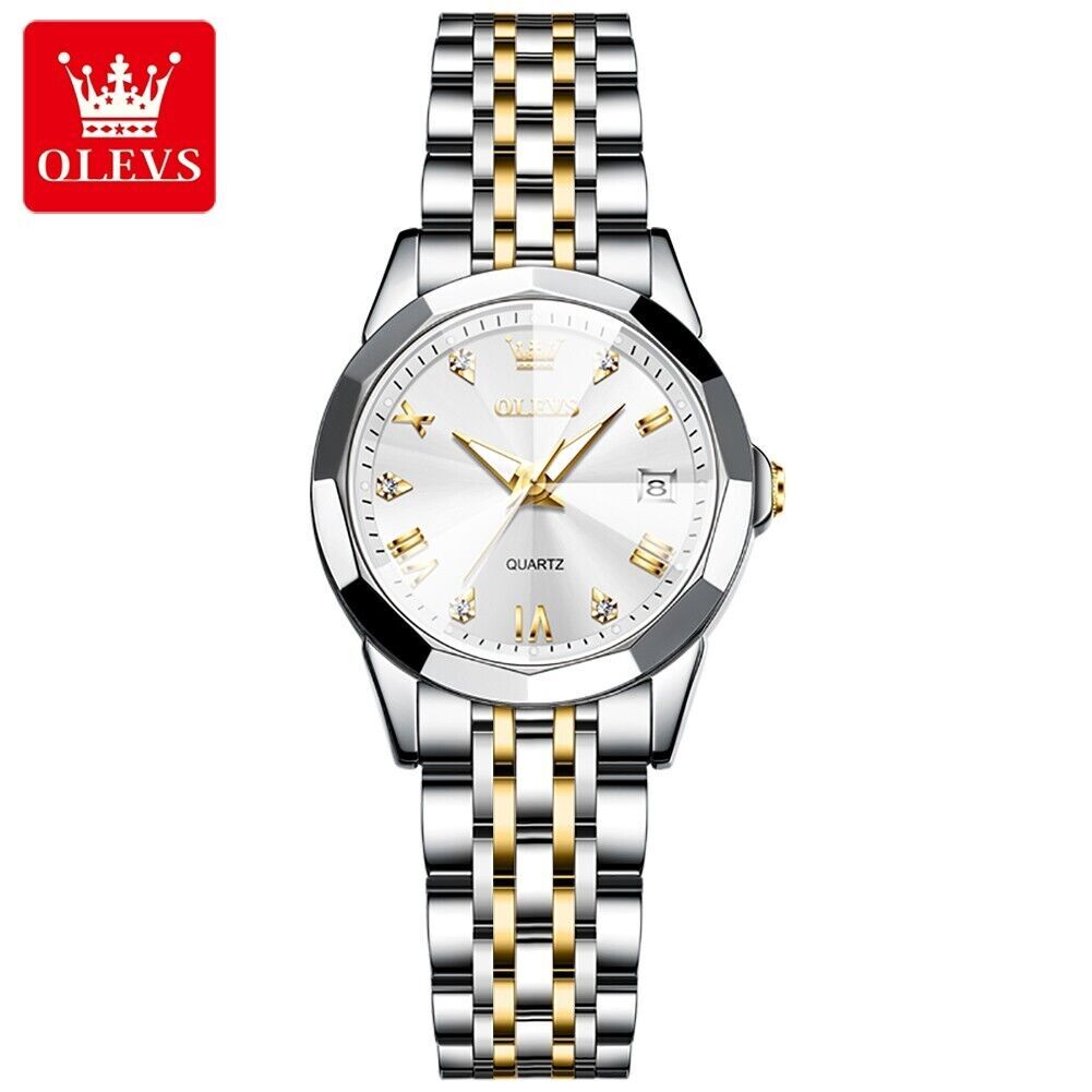 OLEVS Quartz Watch Calendar Stainless Steel Waterproof Women’s Wristwatches Gift