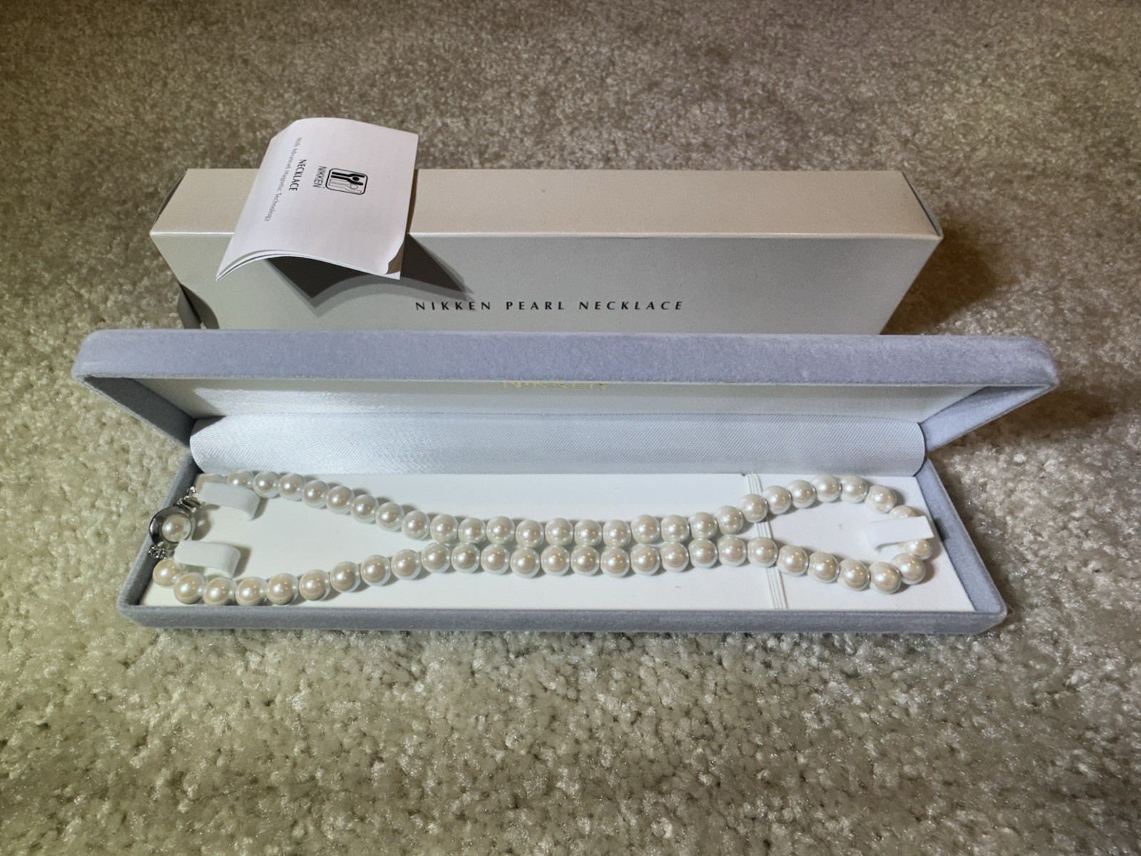 Nikken Magnetic Faux Pearl Necklace & Earrings Set NIB Retired NOS
