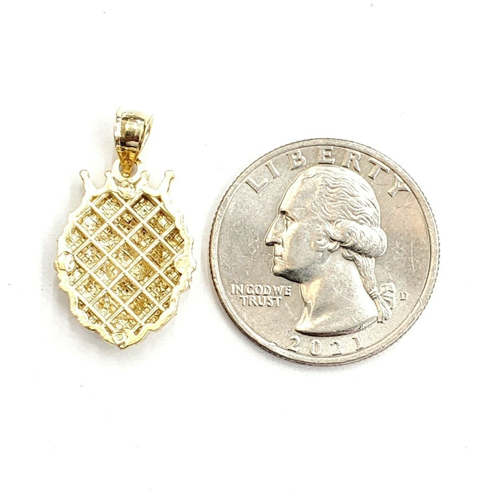 New 14k yellow Gold lion head face with crown Leo Pendant charm fine gift 2.4g