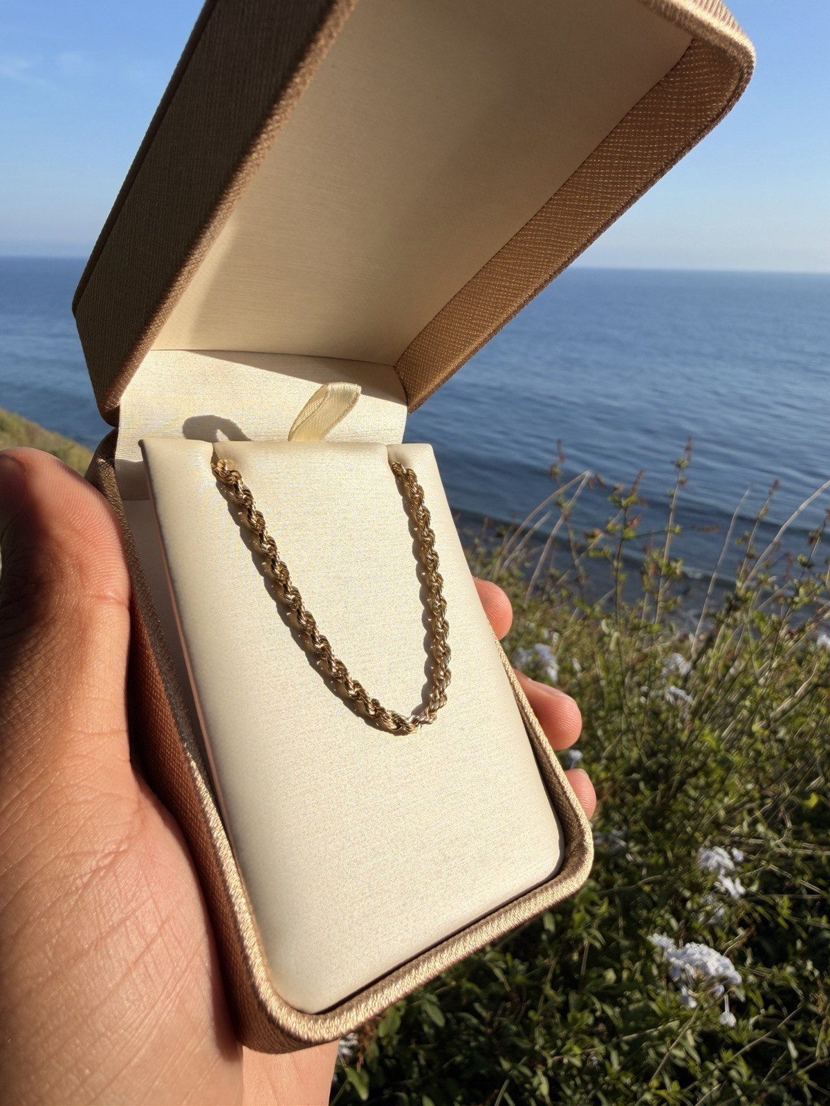 14k Rope Chain Tejido Torzal Yellow Gold 22 Inches 100% Oro14k Garantizado