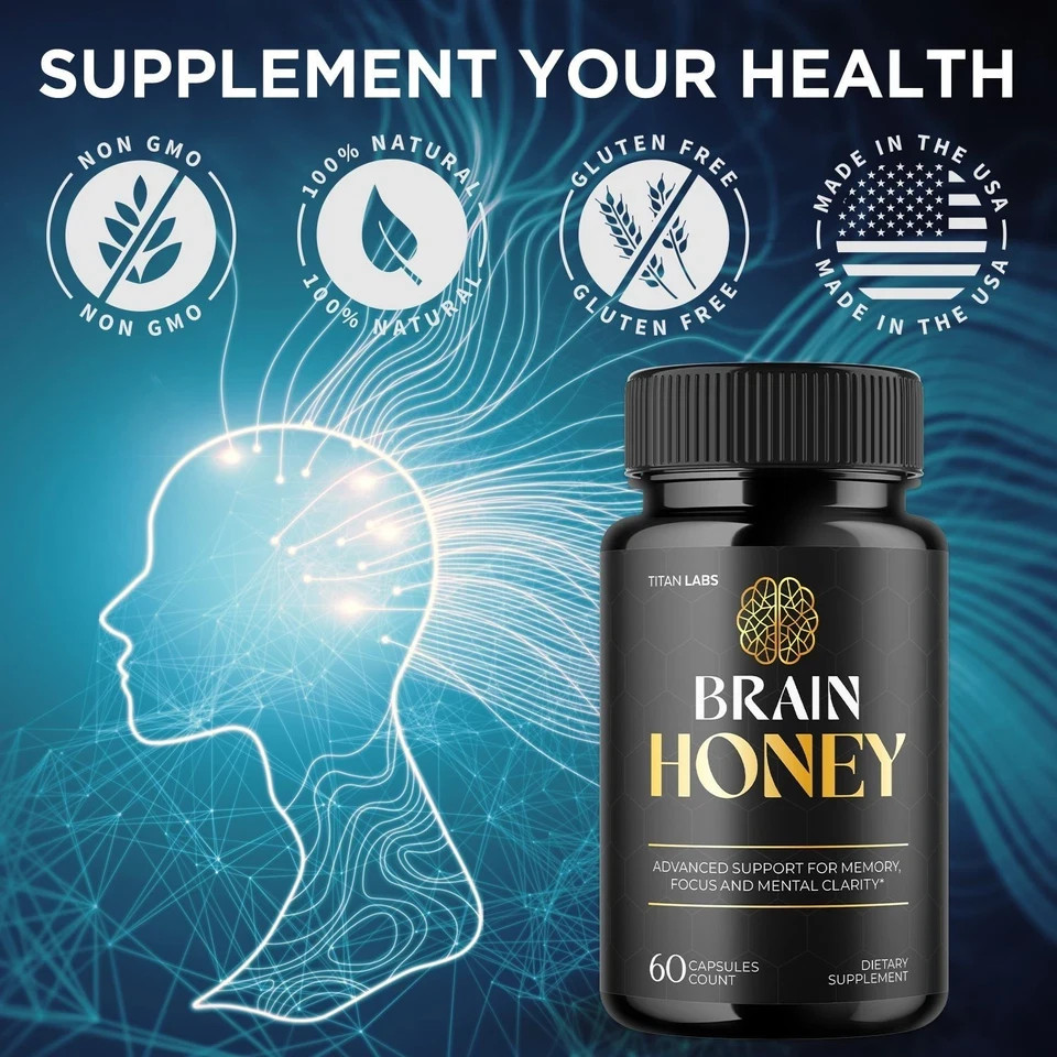 (2 Pack) Brain Honey Nootropic Natural Brain Supplement Brain Honey 120 Capsules