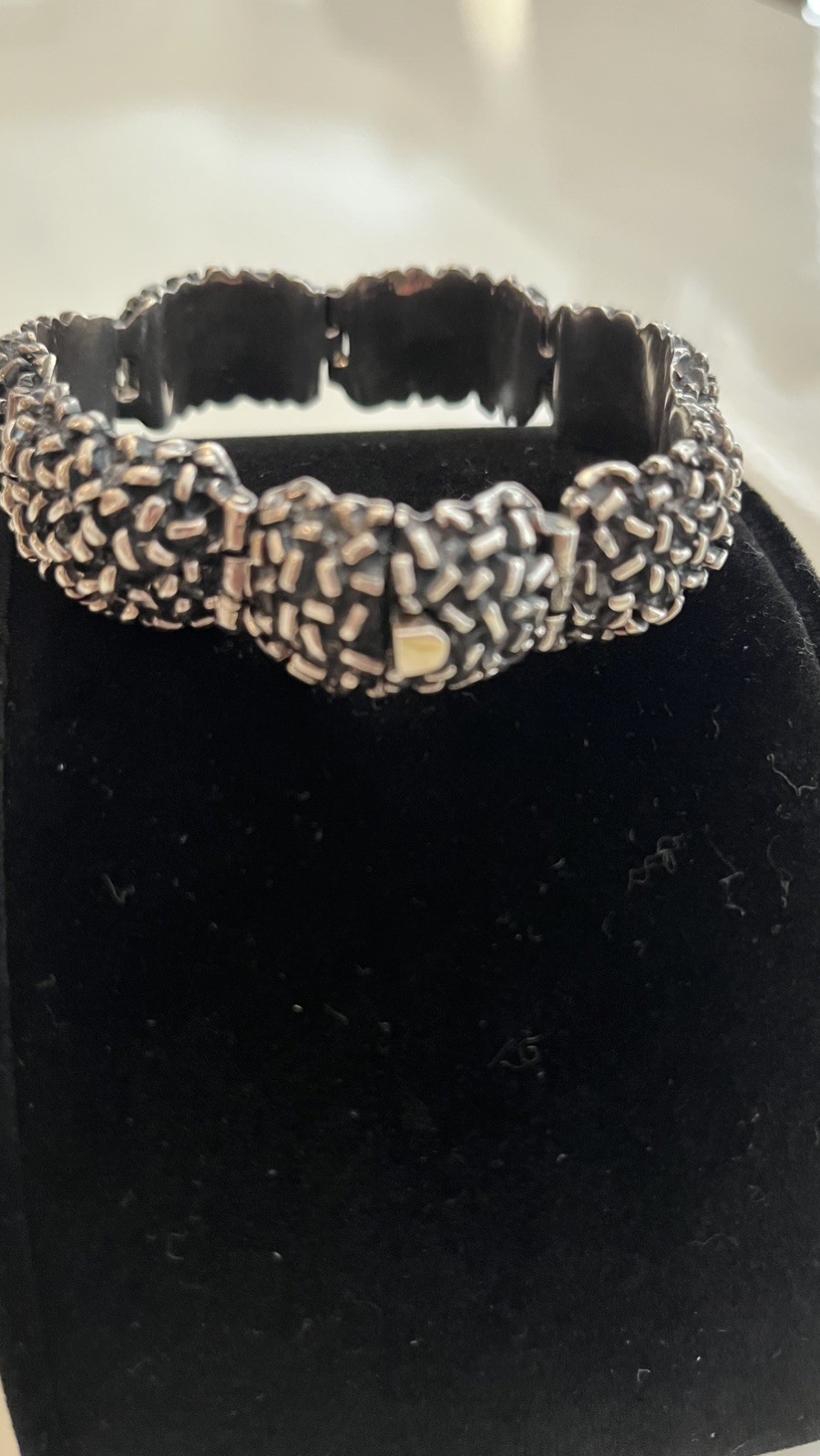 Vintage Zina B Hills 925 Silver Puffy Panel Oxidized Bracelet 7.25 in 78 grams