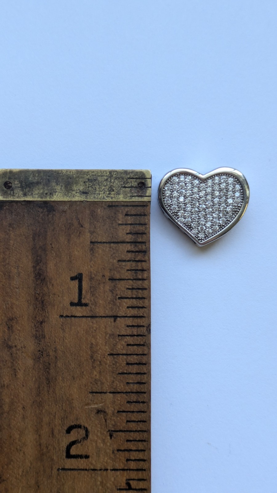 925 Sterling Silver Pave Cz Heart Slide Pendant