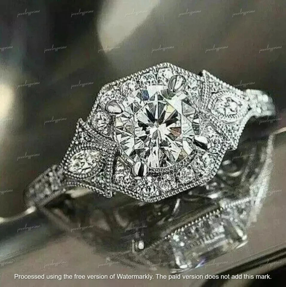 3CT Round Cut Lab-Created Diamond Engagement Ring 14K White Gold Plated