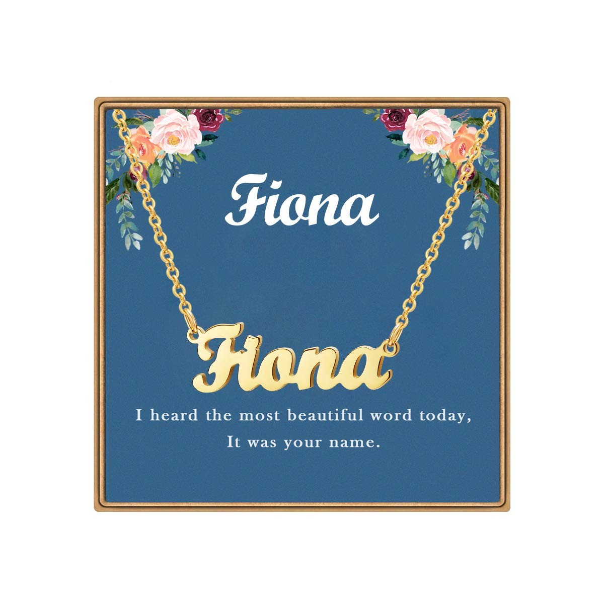 Custom Name Necklace, Fiona Name Plate Pendant Necklace Pre Gifts, Charm Necklac