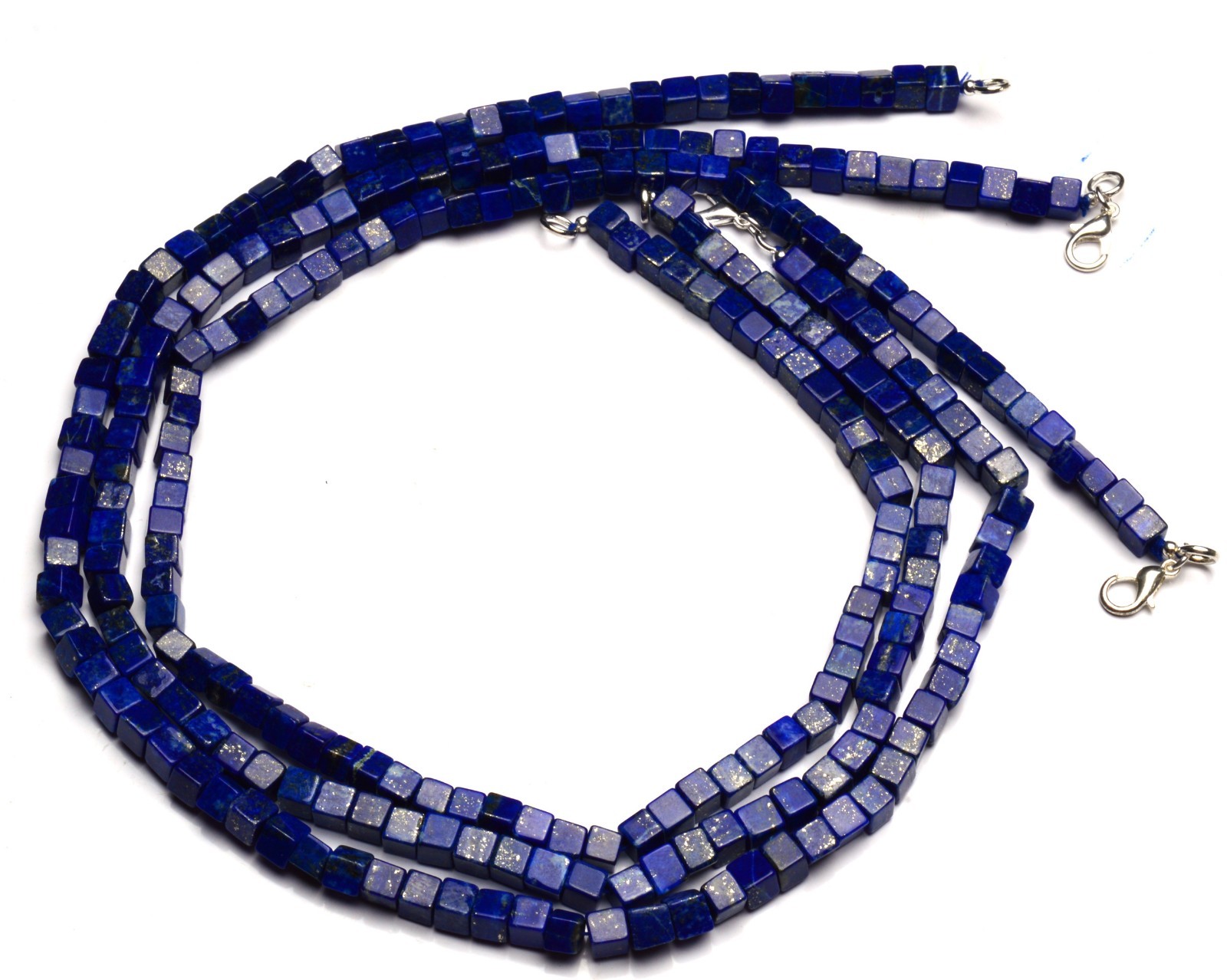 Natural Gem Afghanistan Lapis Lazuli 5MM Approx Size Cube Beads Necklace 17″