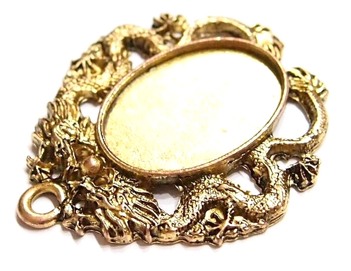 4 of 40x30mm Antique Gold Art Deco Victorian Vintage Dragon Pendant Settings