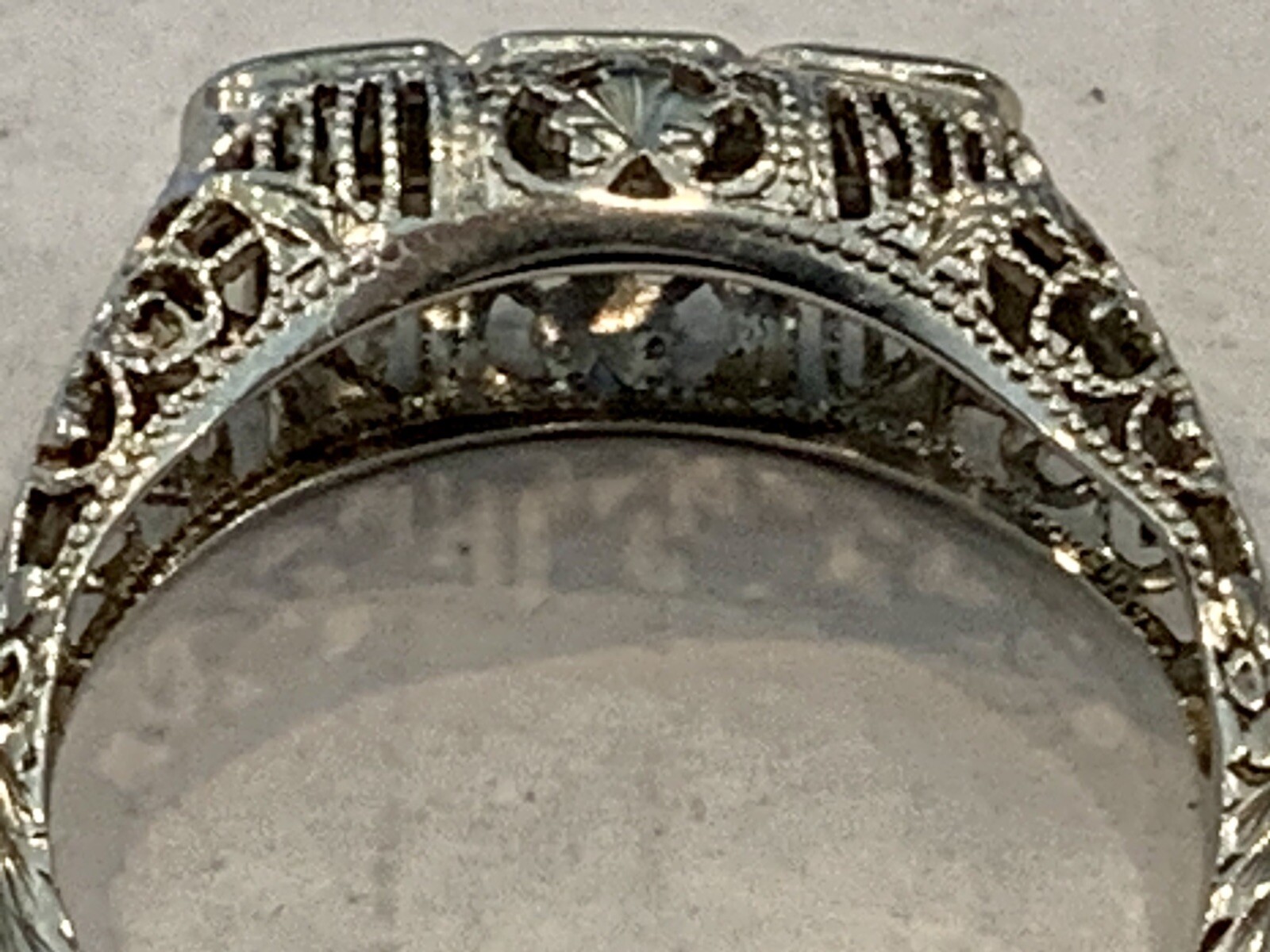 Vintage 14k Solid White Gold Diamond Ring Diamonds Antique Estate