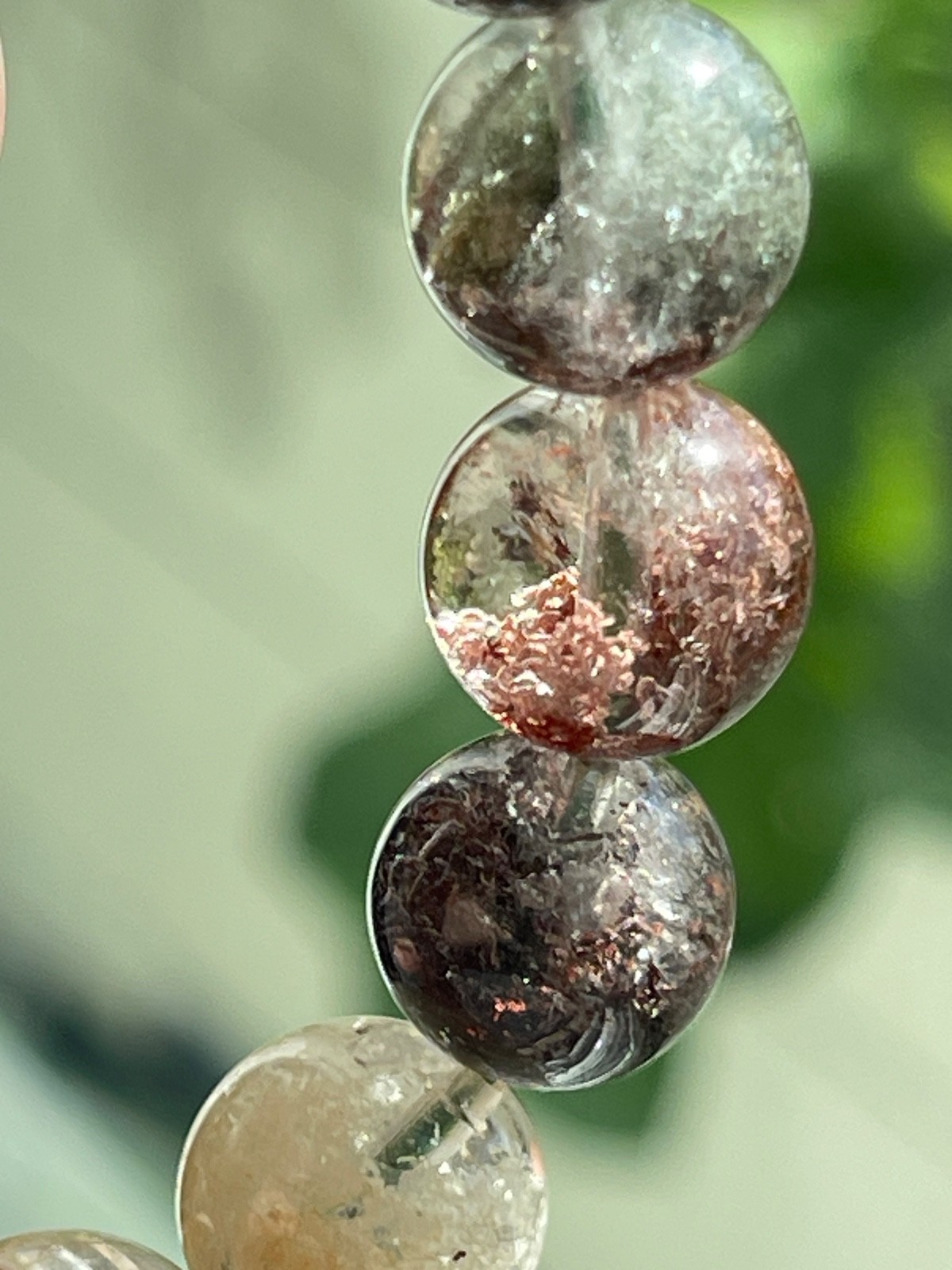 Flower Garden Quartz Bead Bracelet Top Quality Lodolite Crystal Gemstone