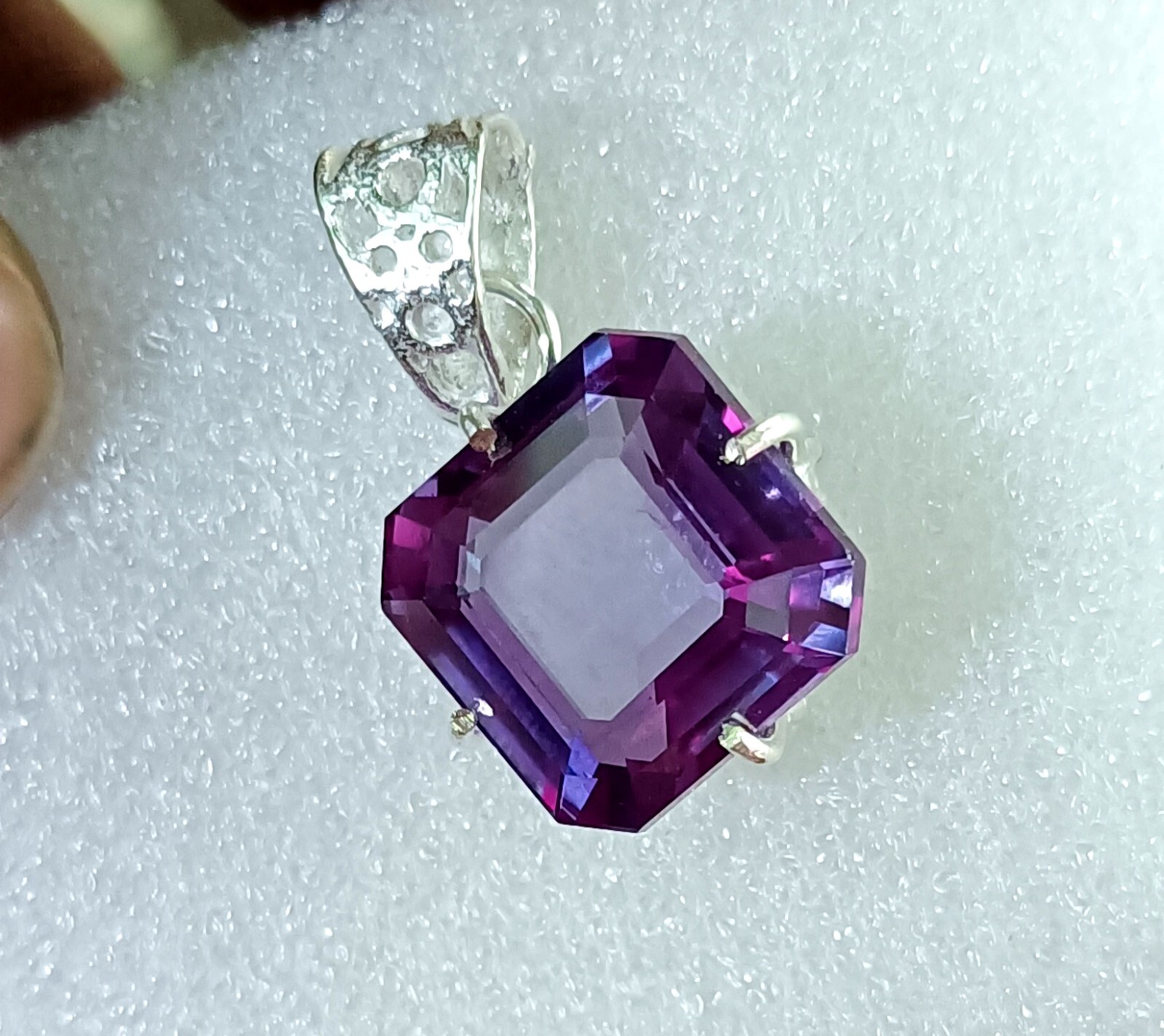 Natural 36.85CT Color Change Alexandrite Certified Gemstone Pendant 925 Silver