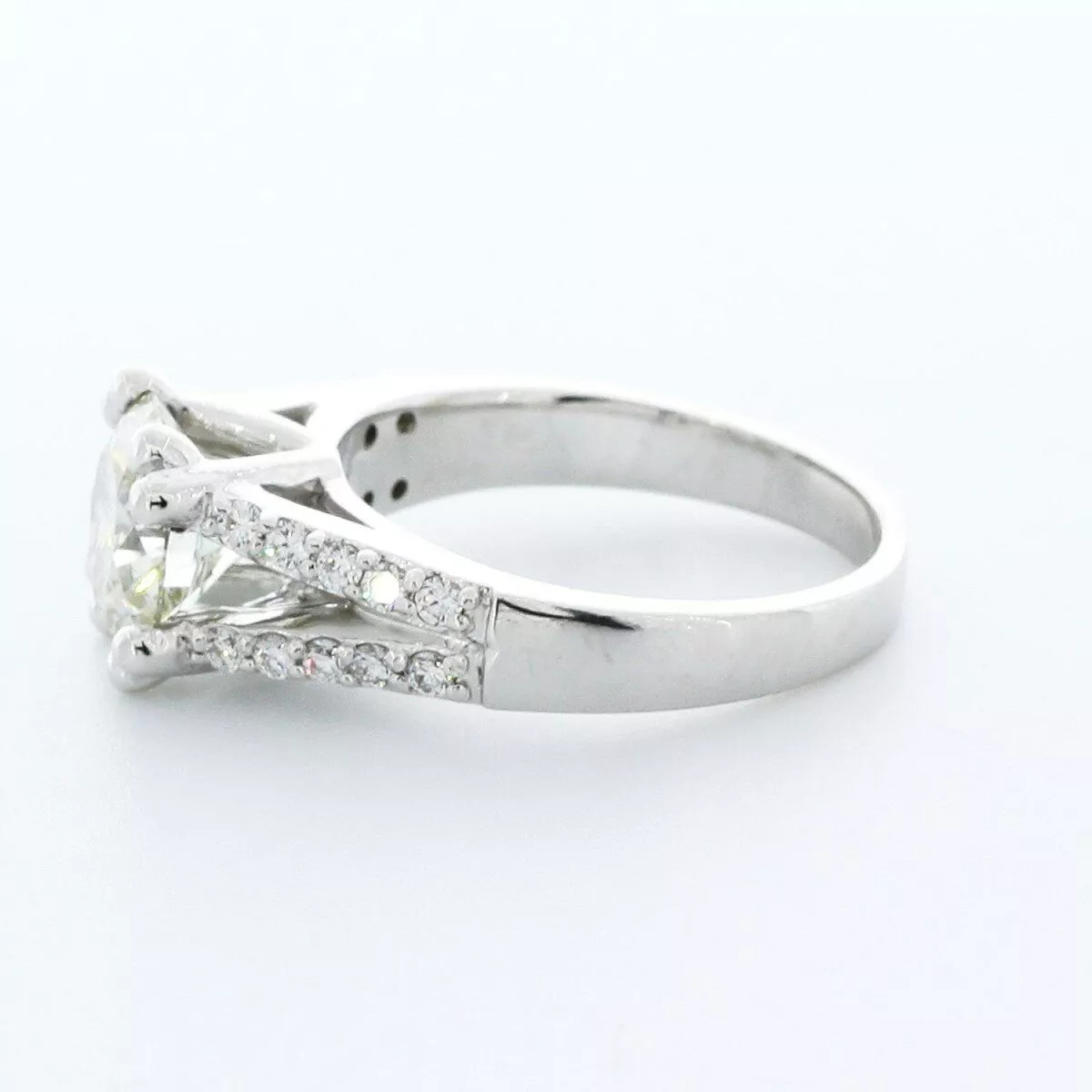 Side Stone Engagement Ring Solid 14K Gold 2.53 CT Round Lab-Grown Diamond J SI2