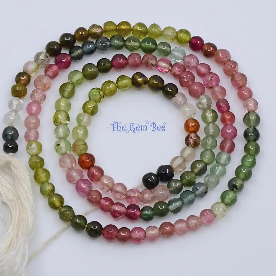 Old Stock 3mm Pink Green Blue Tourmaline Smooth Round Sphere Bead 14.5″ strand