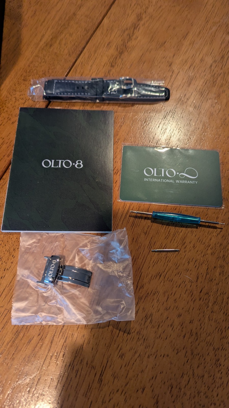 OLTO-8 KING Titanium black wandering hour automatic watch with two straps