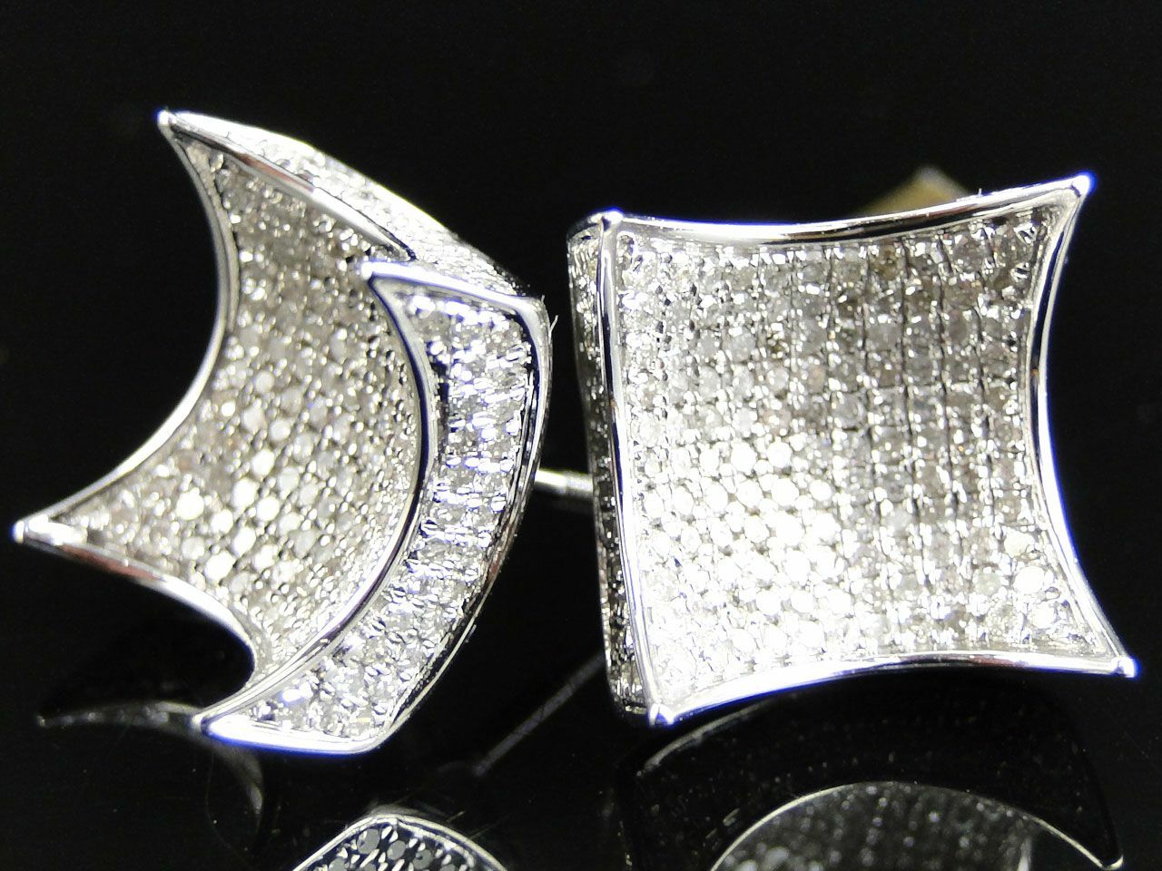 1ct Lab-Created Moissanite Square Cluster Hip Stud Earrings White Gold Plated