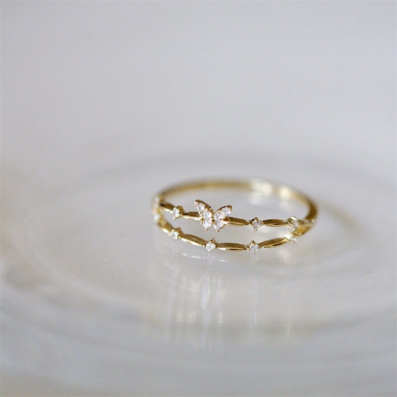 Dainty Double Layering Butterfly Ring in 925 Sterling Silver