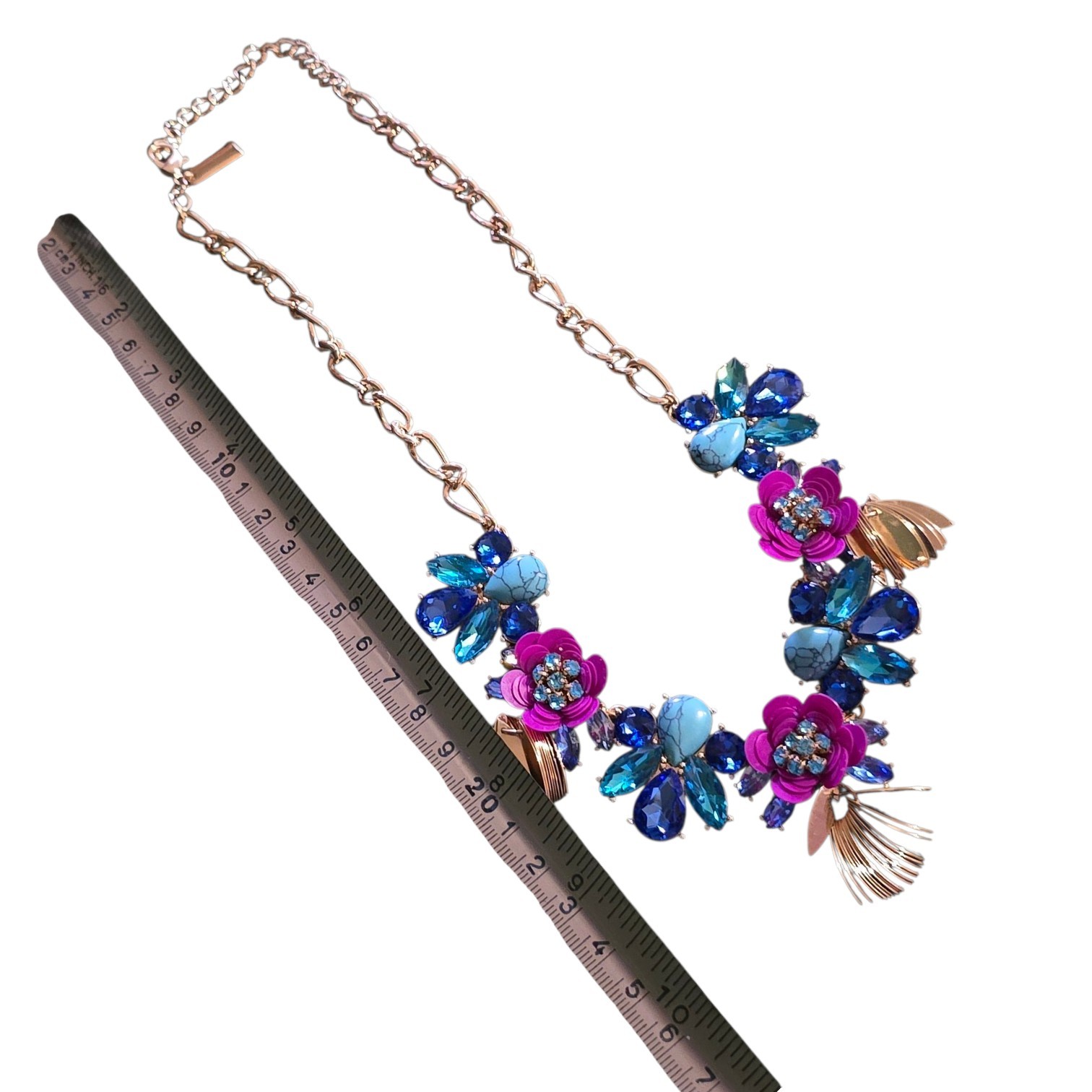 INC International Concept Gold Tone Multicolor Crystal Flower Statement Necklace