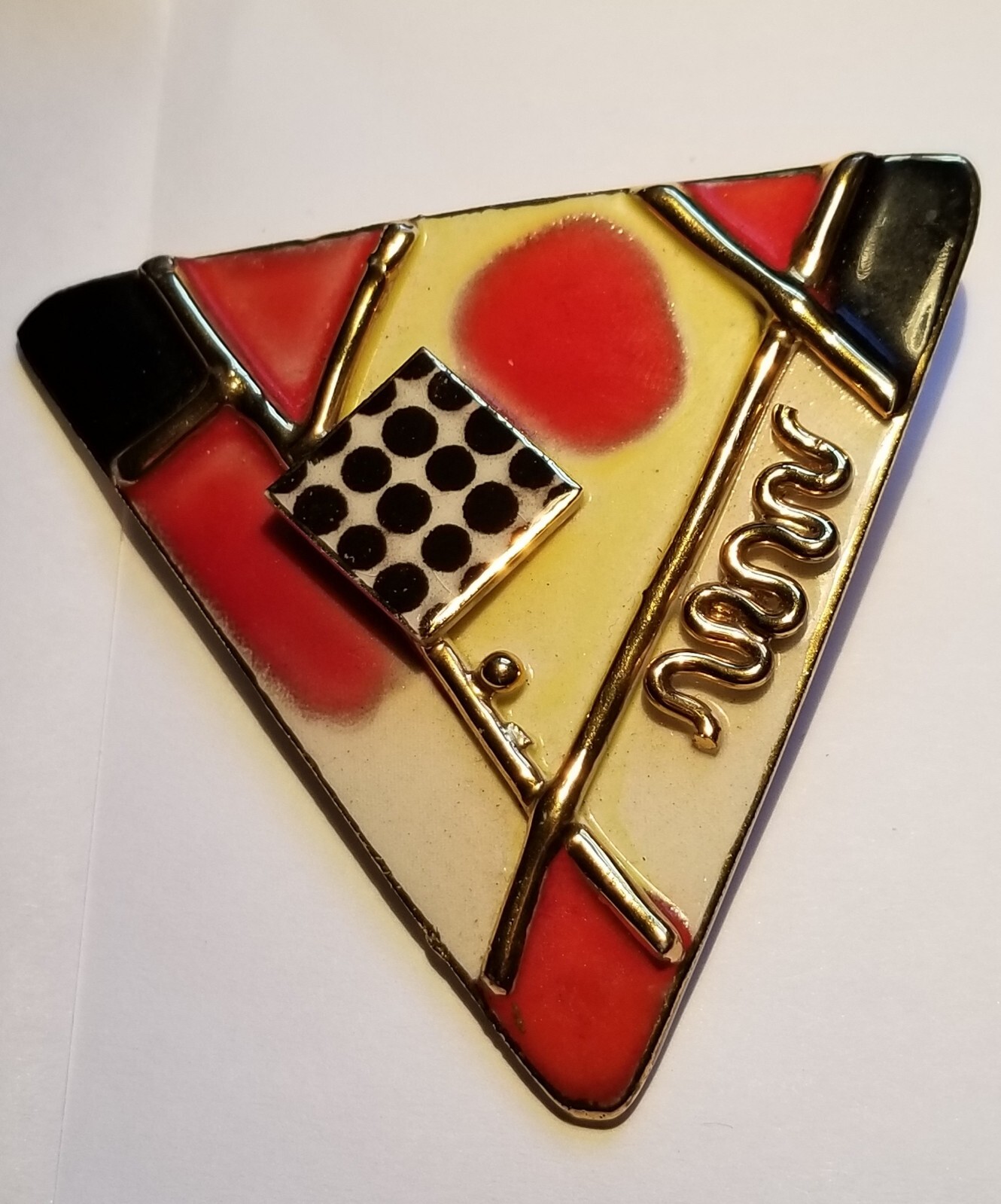 FABULOUS Pop Art Art Deco Ceramic/Enamel Brooch/Pin