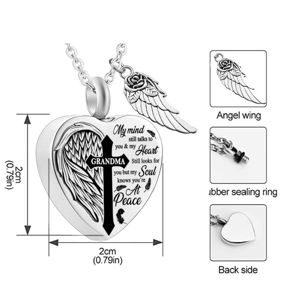 Heart Urn Necklaces for Mom Ashes Cross Angel Wings Cremation Jewelry Stainle…