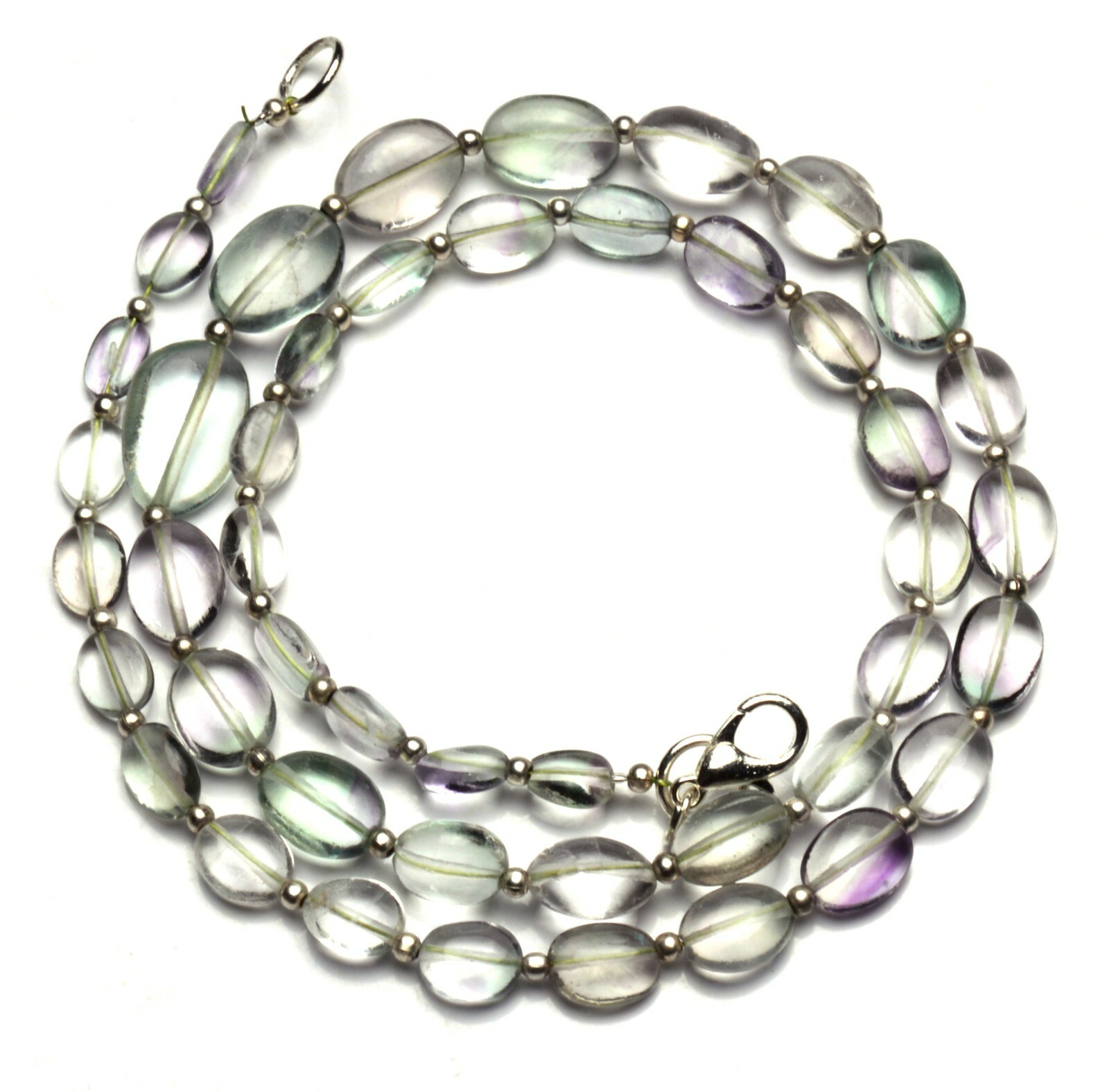 Natural Gem Multi Fluorite 7×5 to 15x10MM Size Smooth Nugget Beads Necklace 19″