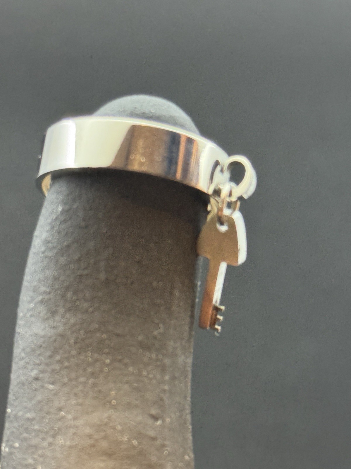 Key Dangle Charm Ring Stainless Steel 6mm Band Width