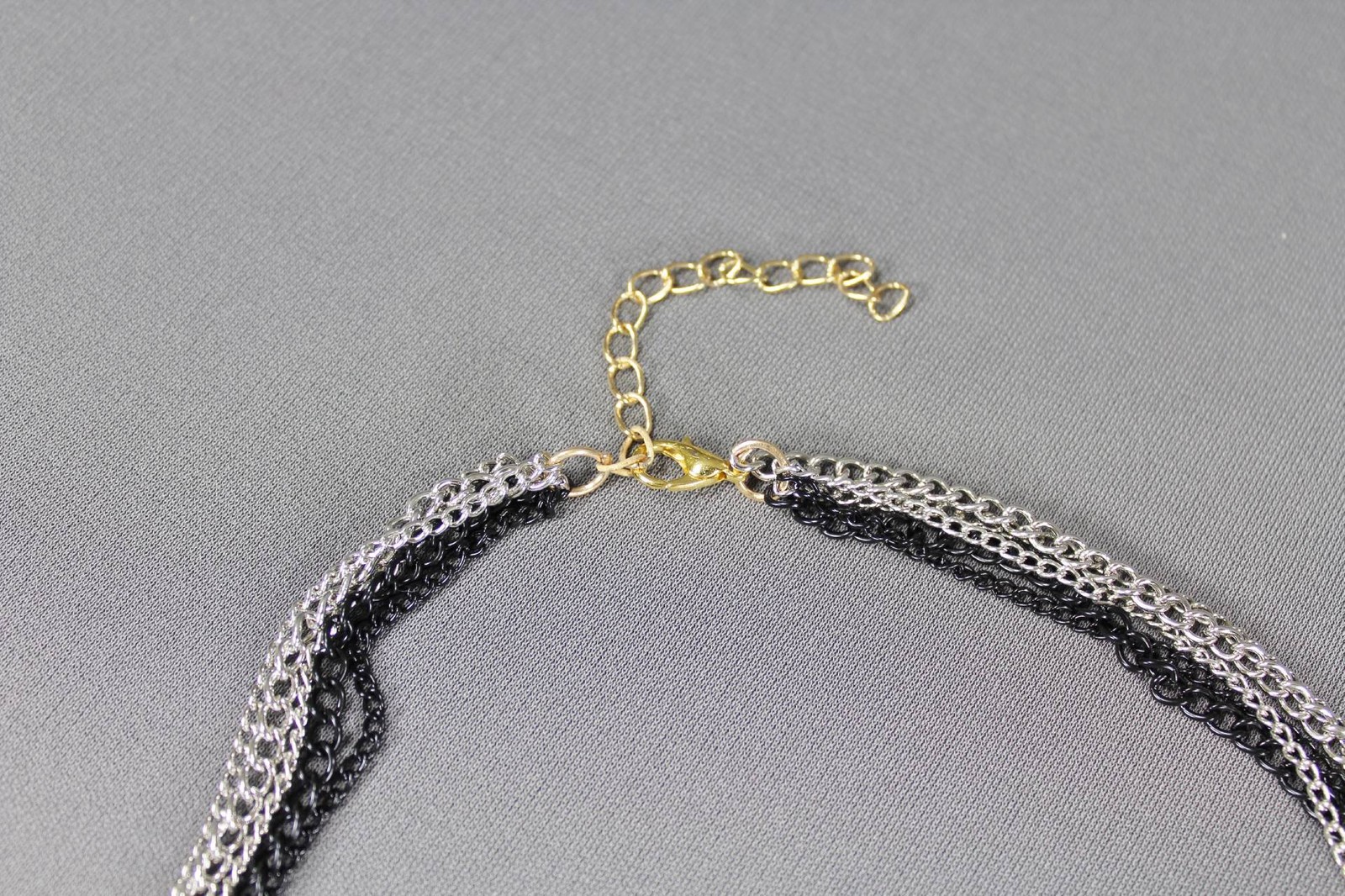 Black Silver Gold 5 strand faux pearl draped long statement bib necklace 24 long
