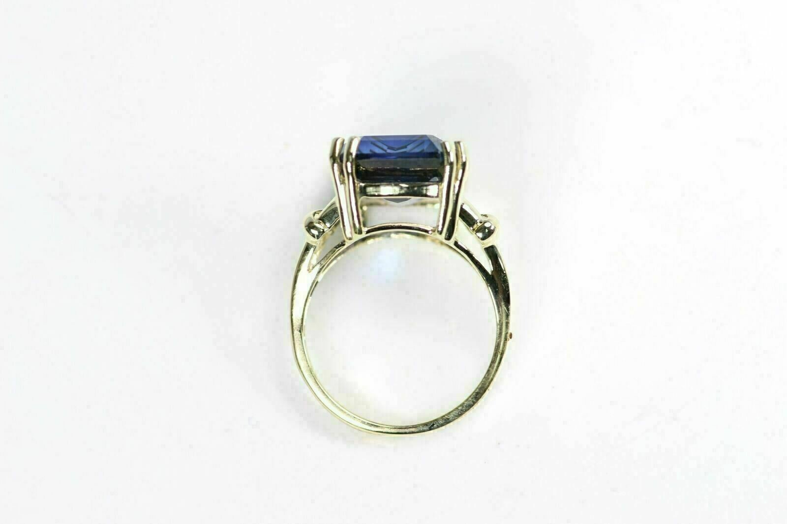 3Ct Lab-Created Blue Sapphire Solitaire Engagement Ring 14K Yellow Gold Finish