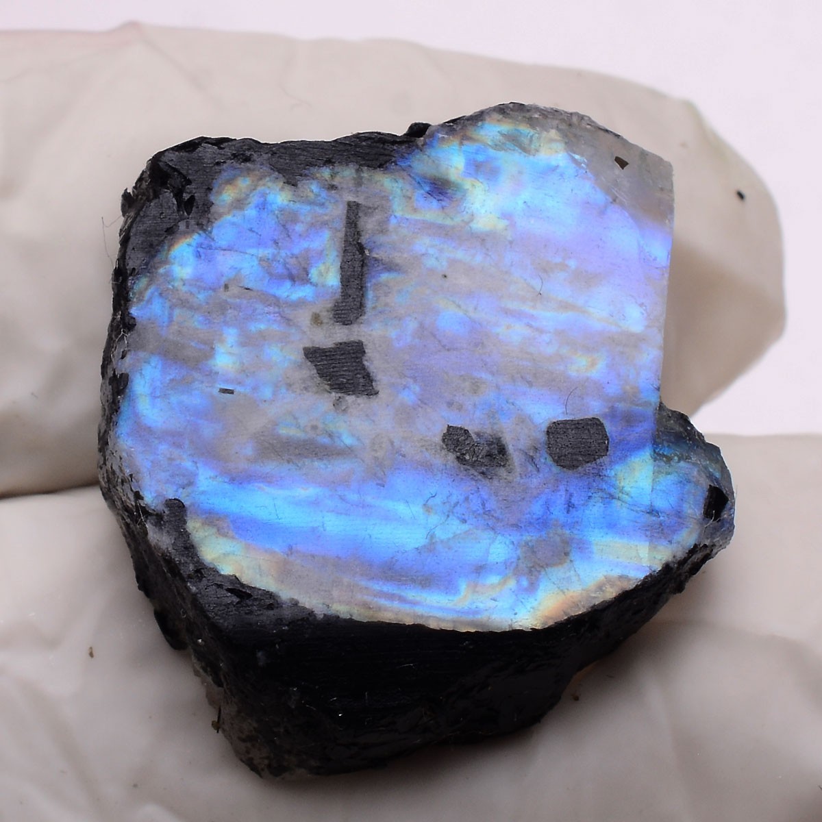 Blue Aurora~ Set Of 4 Pcs Natural Moonstone 25mm-29mm Rough Slabs Gemstones Lot