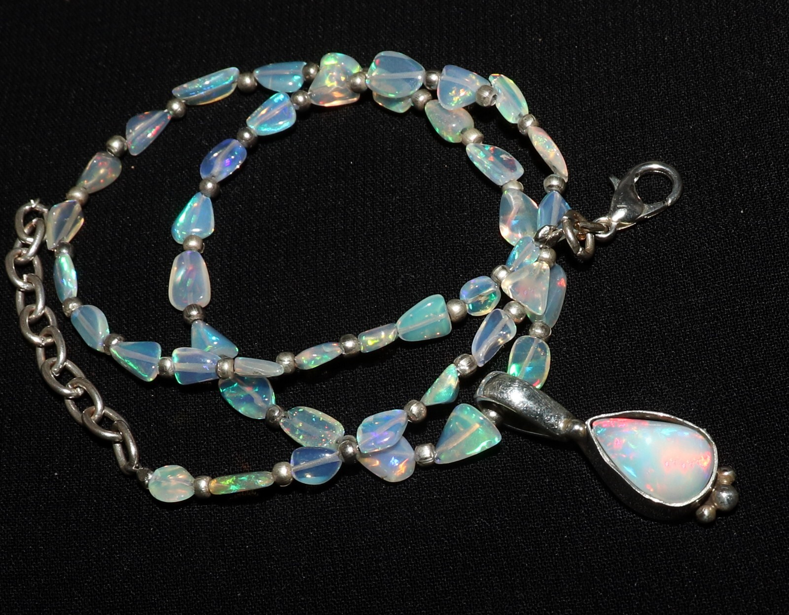 Natural fire opal necklace with sterling silver opal pendant necklace for women