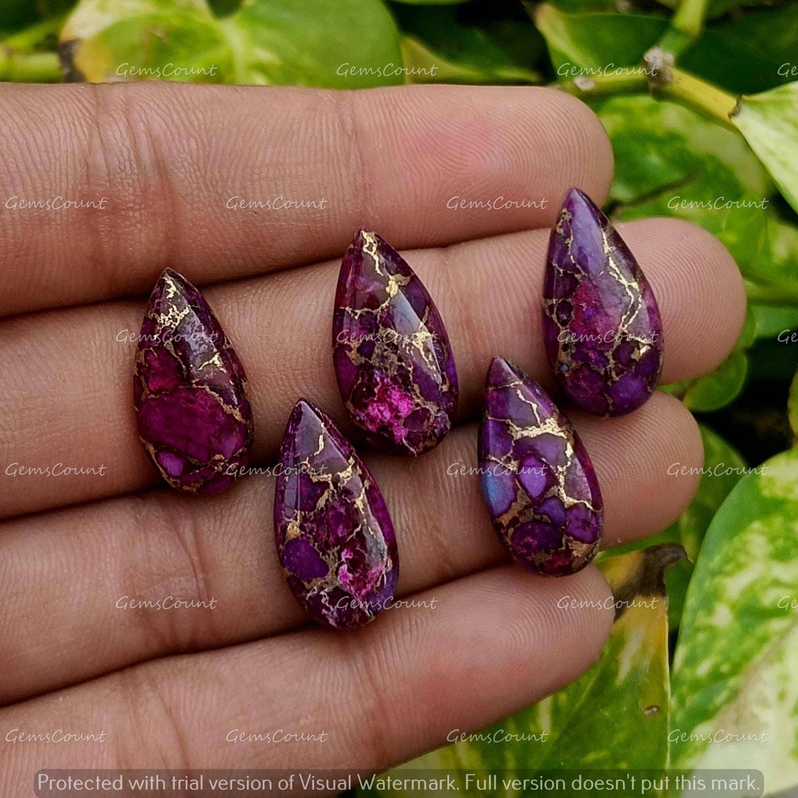 Natural Purple Copper Turquoise Long Pear Loose Cabochon Gemstone 5x10mm-15x30mm