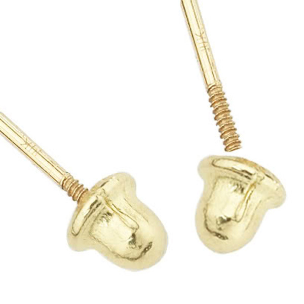 0.50 – 4.00 Ct. 14K Yellow Gold Emerald Round Shape Stud w/ Screw Back Earrings