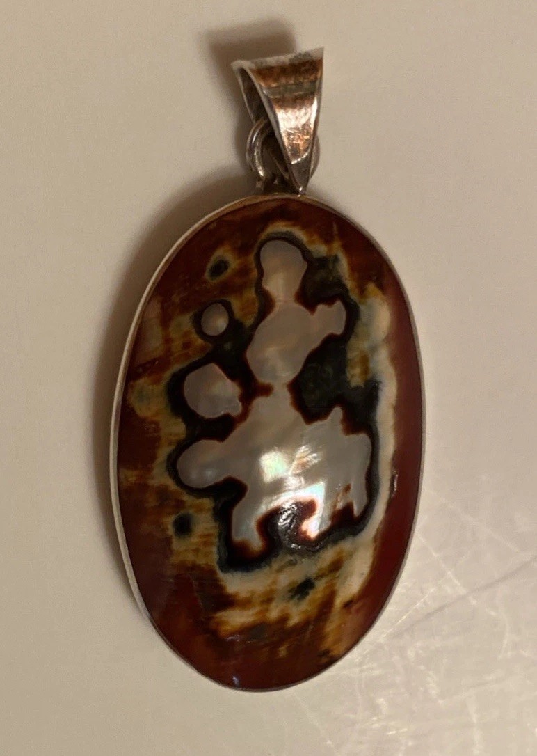African Turban Shell Pendant Sterling Silver 1.5” x 1”