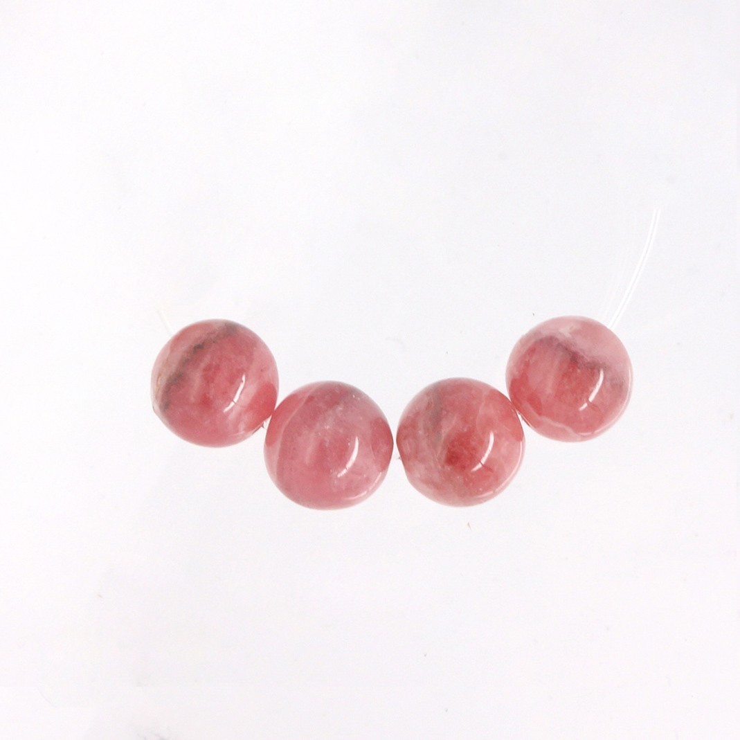 4 Natural Pink Genuine Rhodochrosite Gemstone Round Beads 9.5mm #14407A