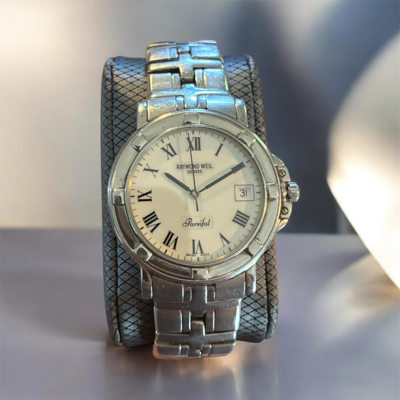 Raymond Weil Parsifal Stainless Steel Men’s Watch White Face Roman Numerals Date