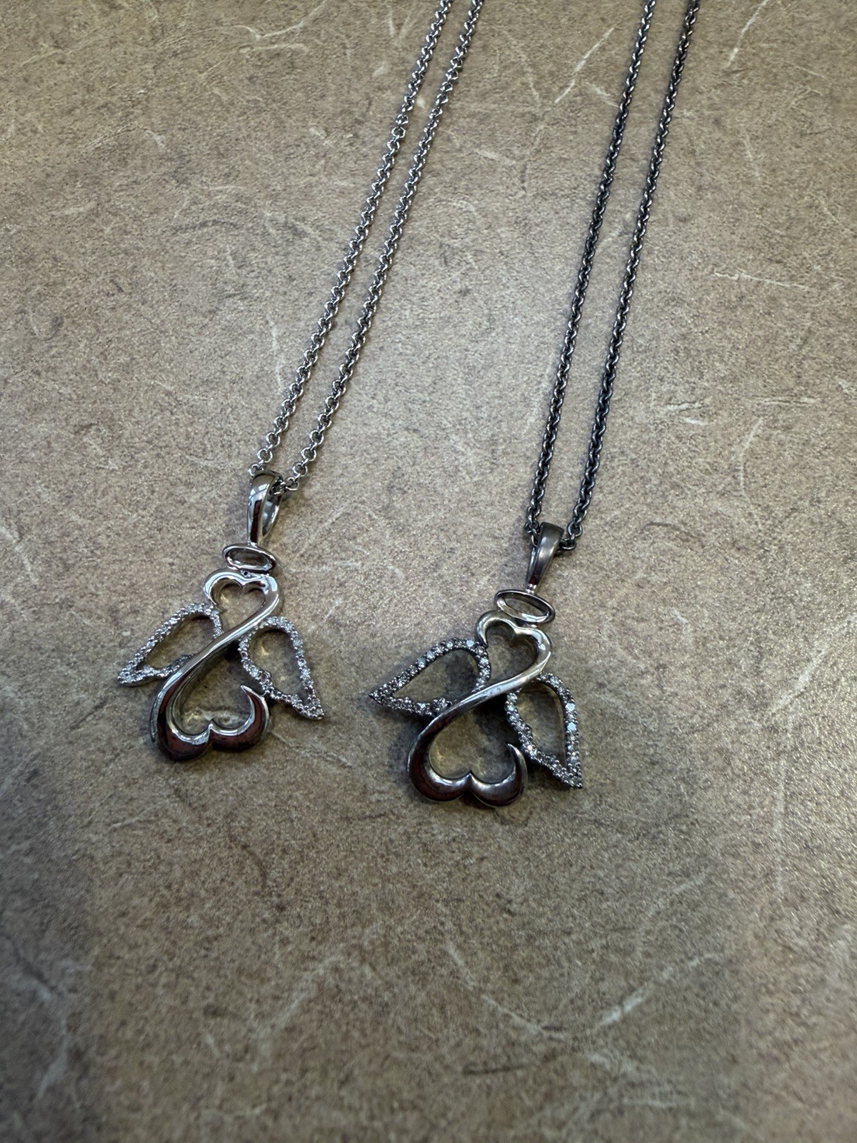 Lot 2 Jane Seymour Open Heart Sterling Silver 925 Diamond Angel Pendant Necklace