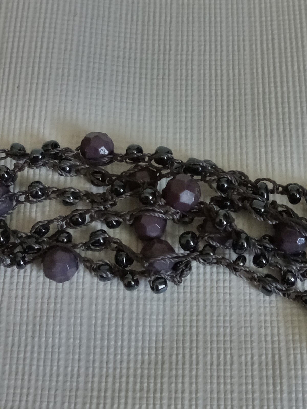 Black & Charcoal Gray Long Length Multi Strand Beaded Layered Statement Necklace