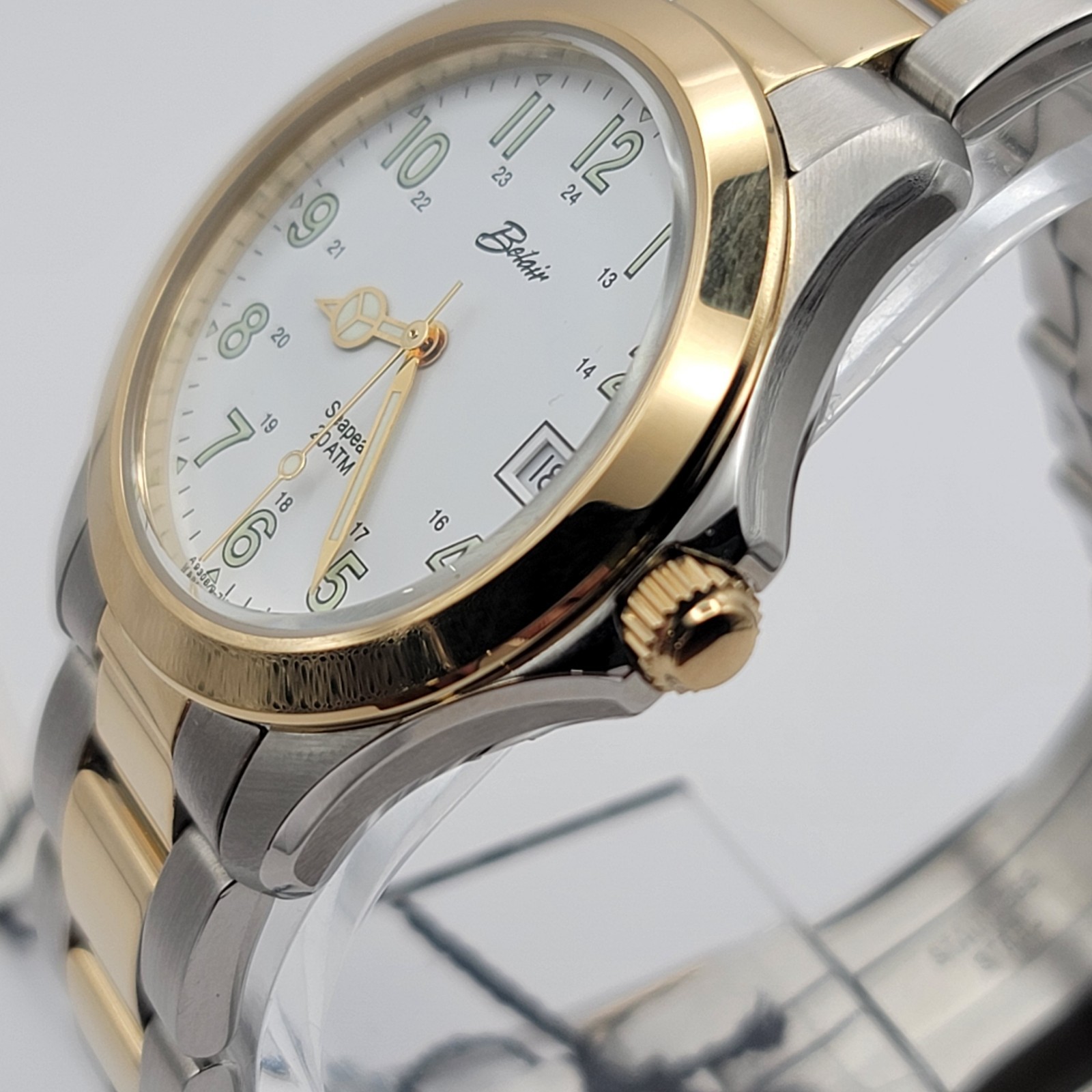 Belair Seapearl 20 ATM Two Tone Swiss Quartz Mens Watch Ref 715 Box & Papers