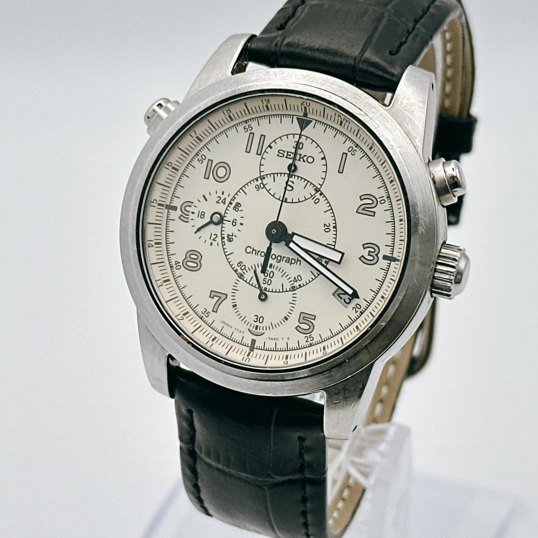 Seiko SUS Chronograph 7T27-7A40 Military RAF Vintage Quartz Watch New Battery