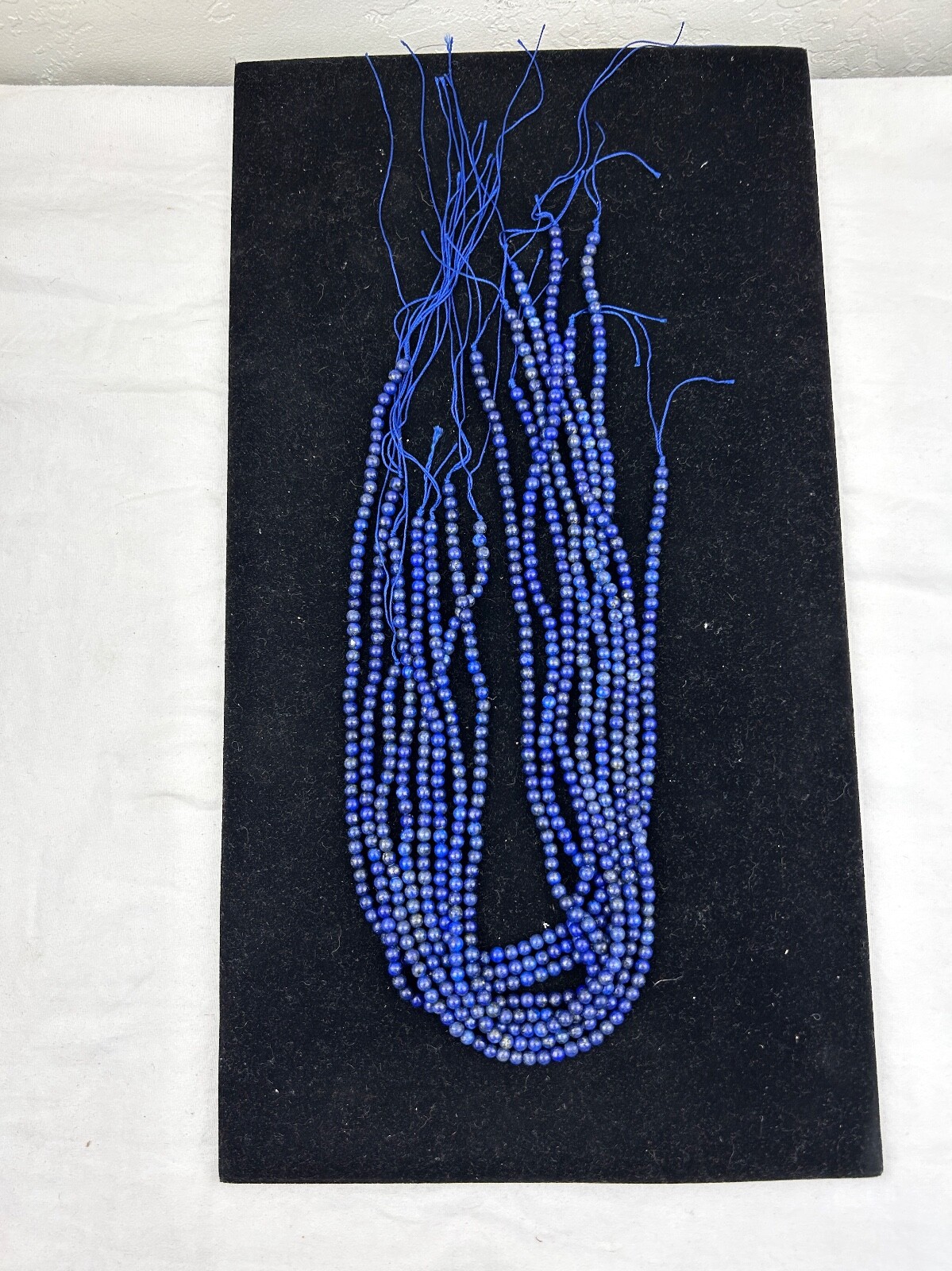 8 Strands of Natural Afghani Lapis Round Bead Necklace – 3mm to 4mm