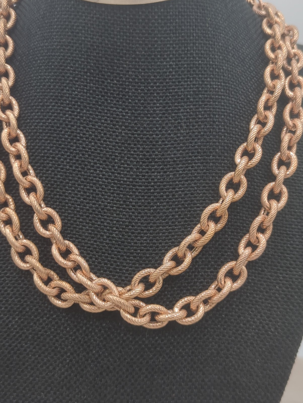 Judith Ripka 925 With Gold Vermeil Sterling Slilver 34″ Textured Chain 64 Grams