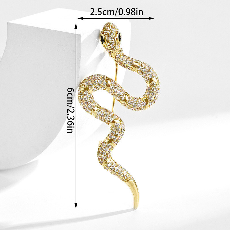 1pc Elegant Vintage Snake Brooch Pin, Zinc Alloy with Rhinestone Pin Jewelry