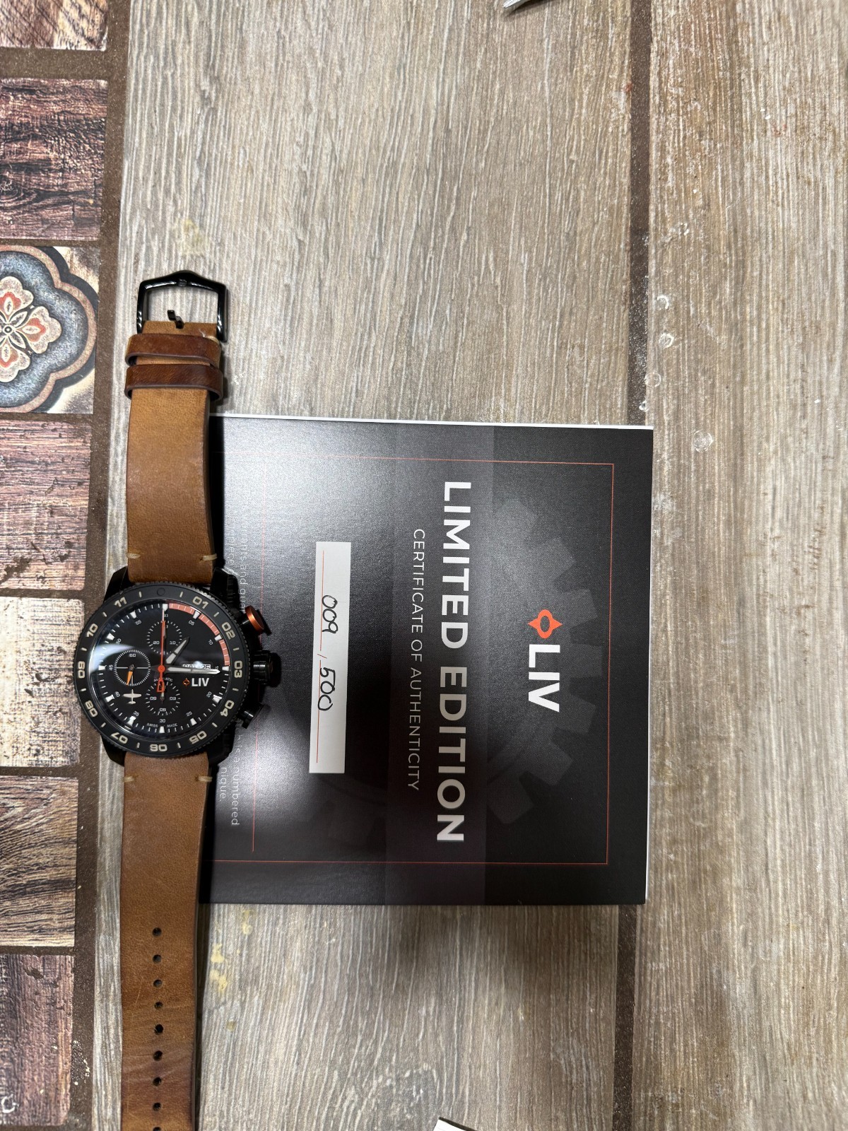LIV P-51 Swiss Pilot Ceramic Auto Chronograph Black Titanium with Orange 009/500