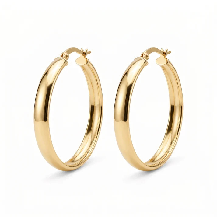 Women’s 18K Gold Filled Hoop Earrings 20mm Polished Lightweight Classic Hoops