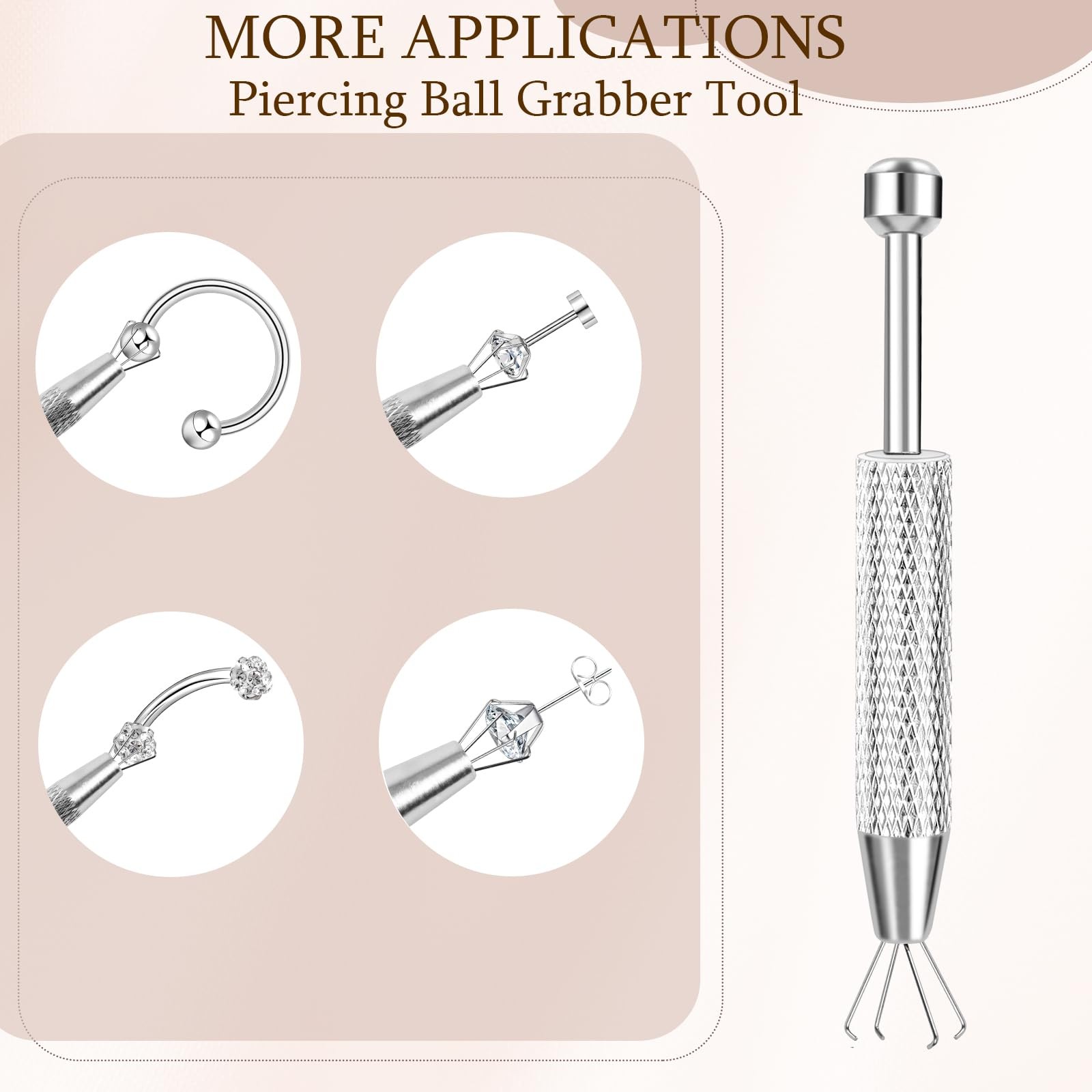 2 PCS Piercing Ball Grabber Tool for Changing Jewelry, Stianless Steel Flat B…