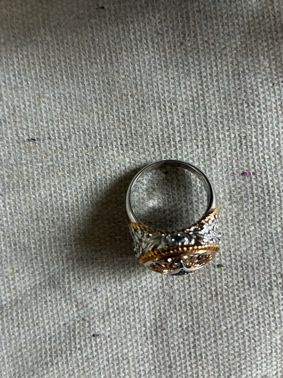 Victoria Wieck Beverly Hills Silver Banded Ring With Blue Stone Centerpiece Ring