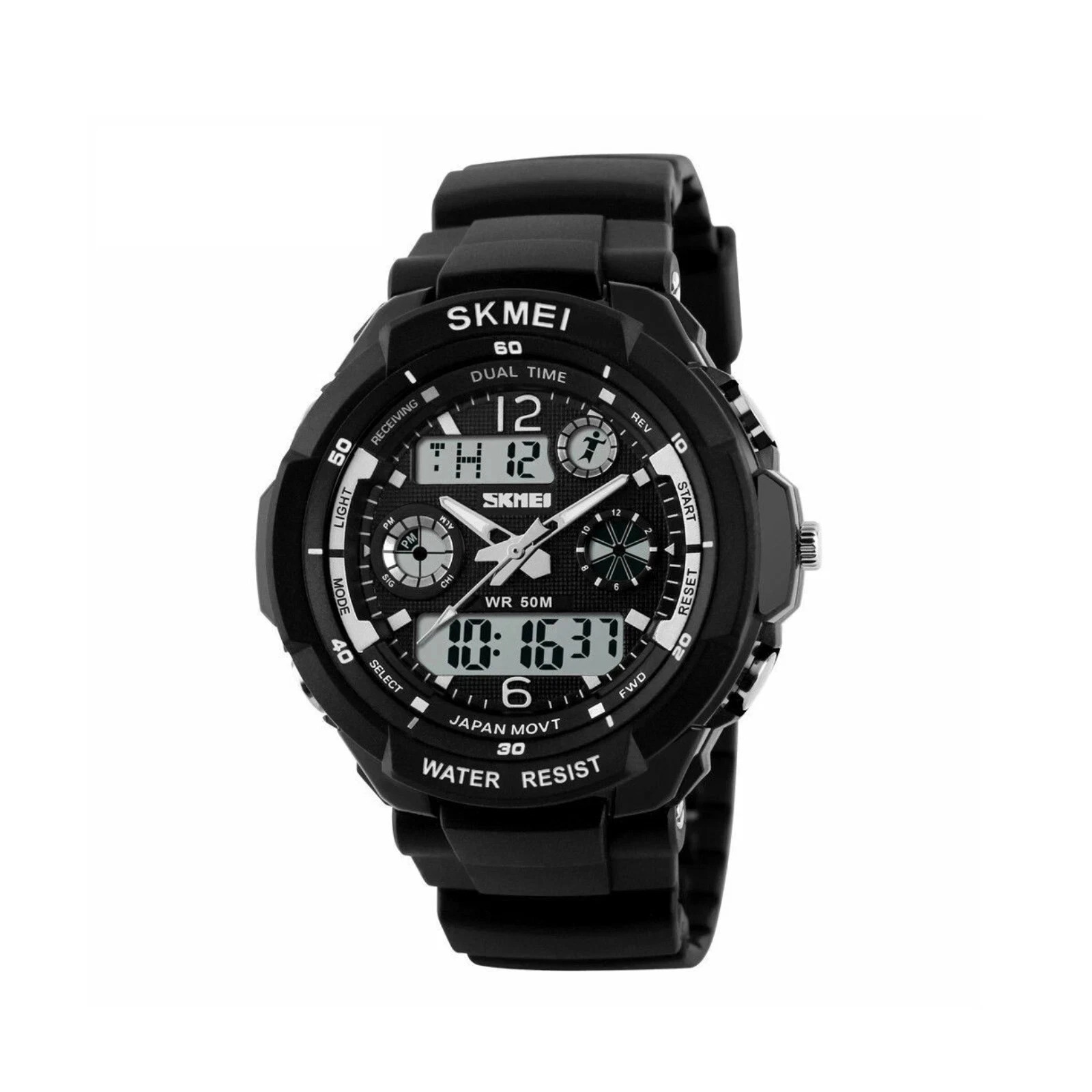 SKMEI Men’s Waterproof Sport Army Alarm Date Analog Digital Black Wrist Watch