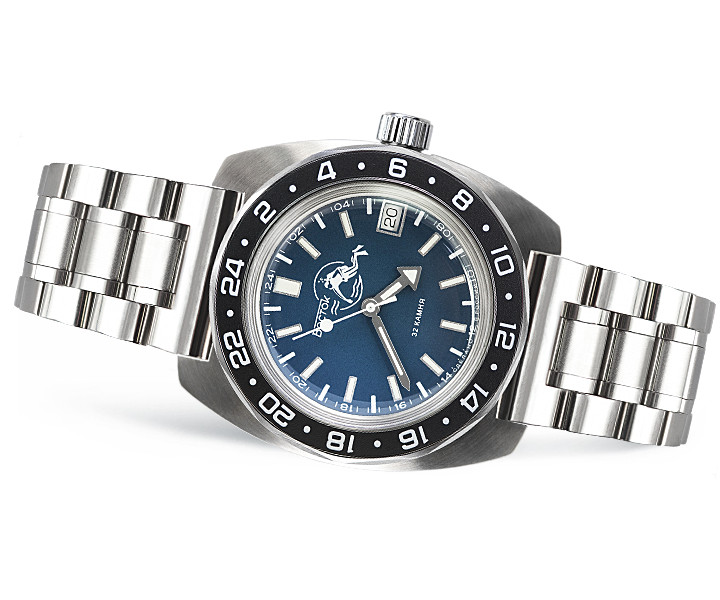Vostok Amphibia 17003B Watch Scuba Dude Automatic 24-Hour NEW MODEL US SELLER