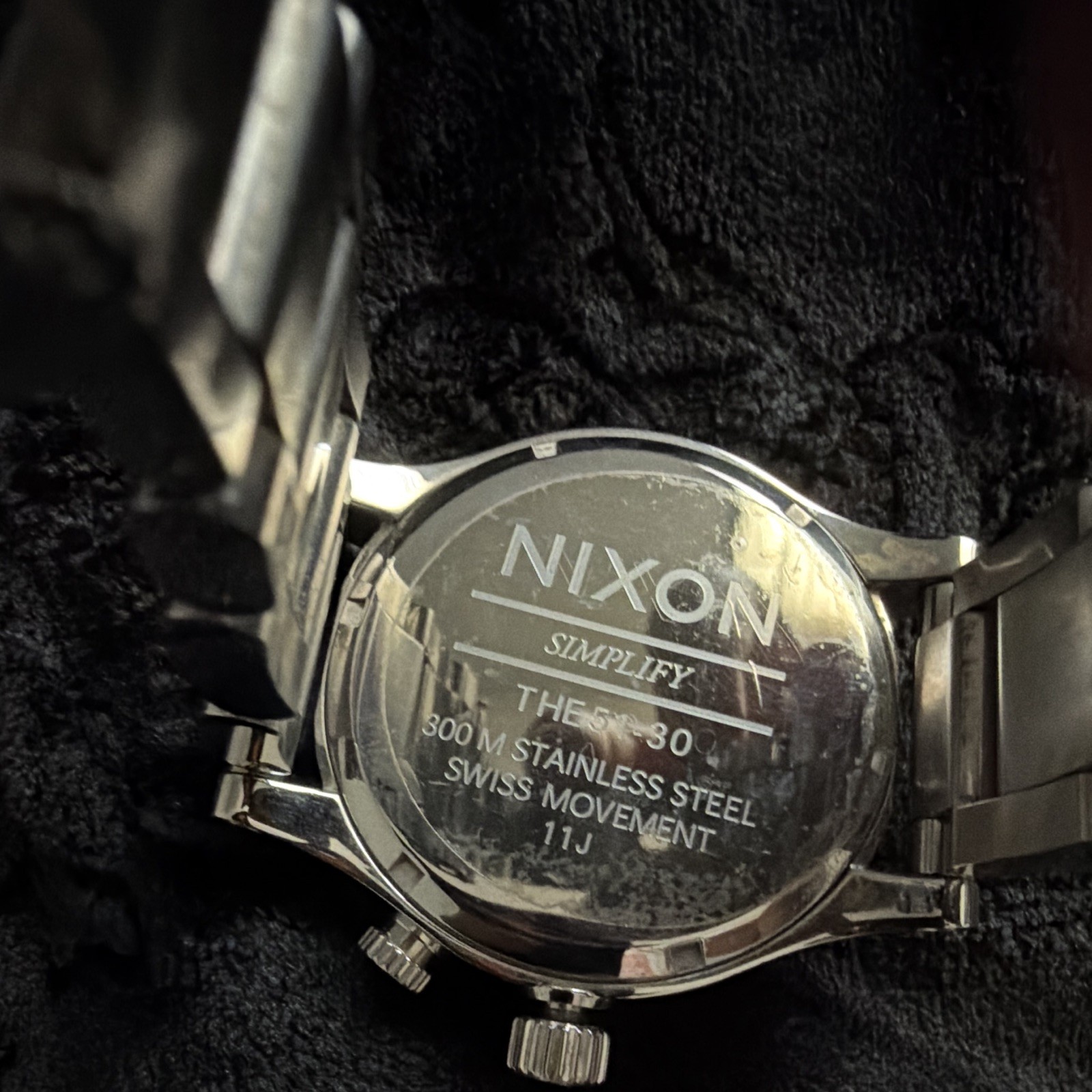 Nixon The 51-30 Black Dial Silver Stainless Bracelet Quartz 51mm 300m