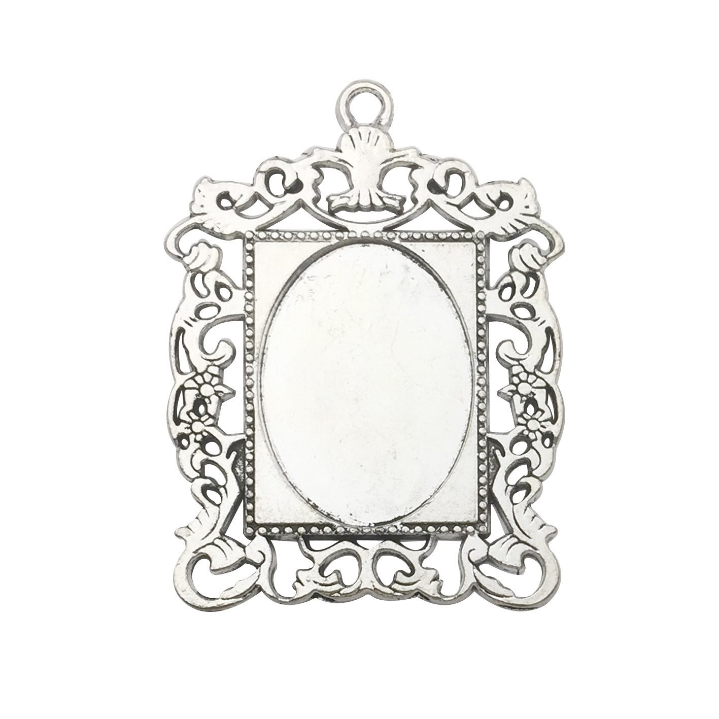20pcs 18x25mm Oval Bezel Pendant Base 28x38mm (Pendant), (Tray), M116
