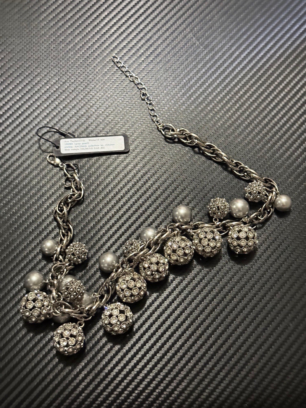 ANN TAYLOR Chain Necklace Silver Tone Rhinestone Accents Classic Career Workwear