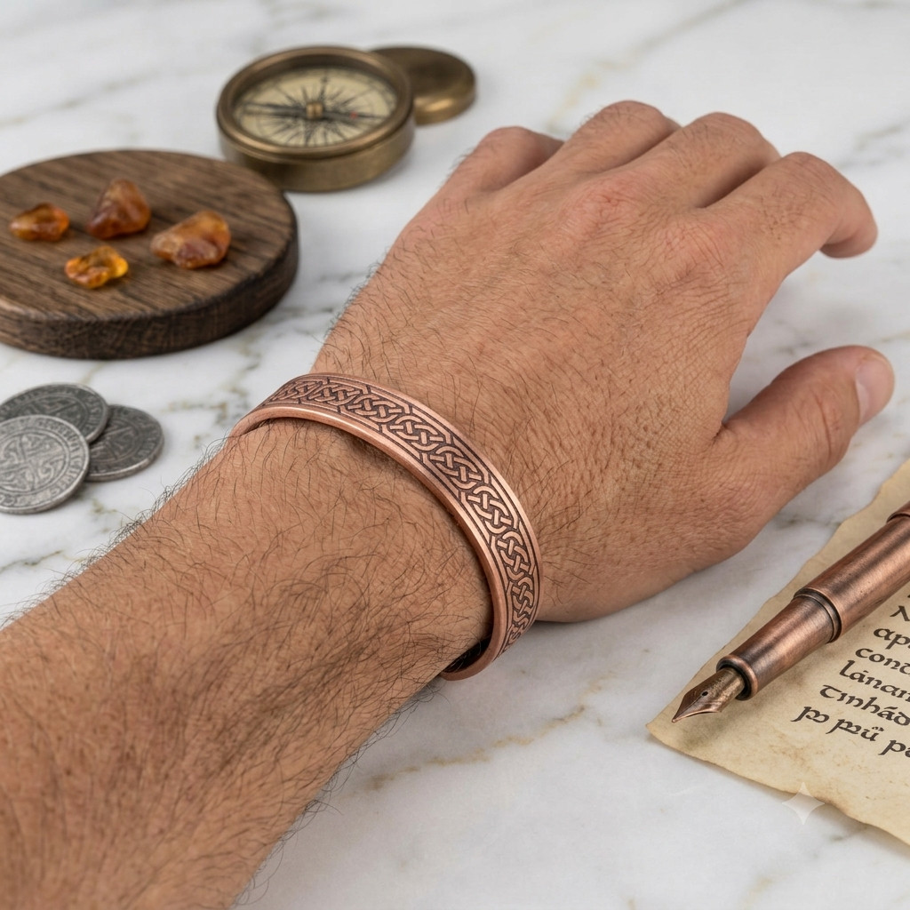 Pure Copper Magnetic Bracelet Arthritis Pain Therapy Healing Cuff Celtic
